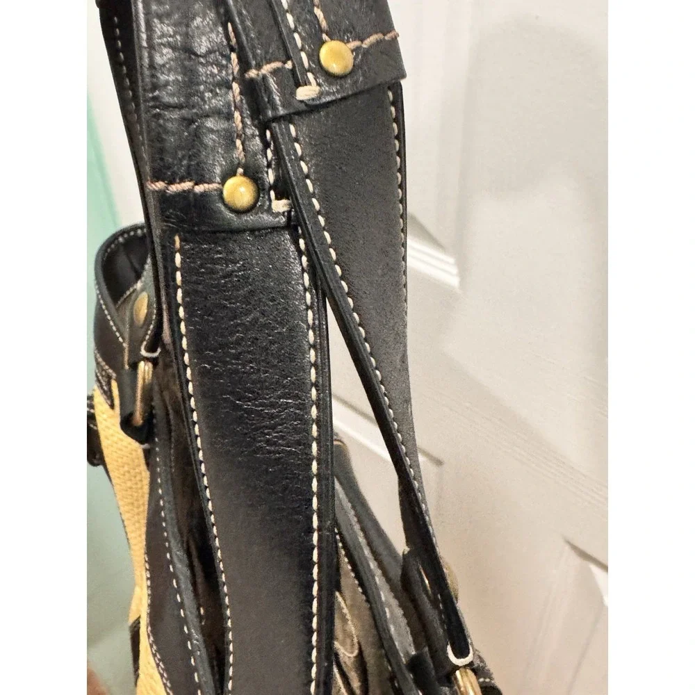 Coach Y2K Legacy Black Buckle Straw Shoulder Bag *RARE** Exc condition..